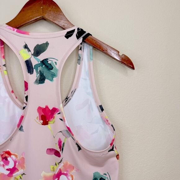 ATHLETA Shanti Womens Sz M Tank Top Pink Floral Racerback Athleisure Yoga - Picture 9 of 14